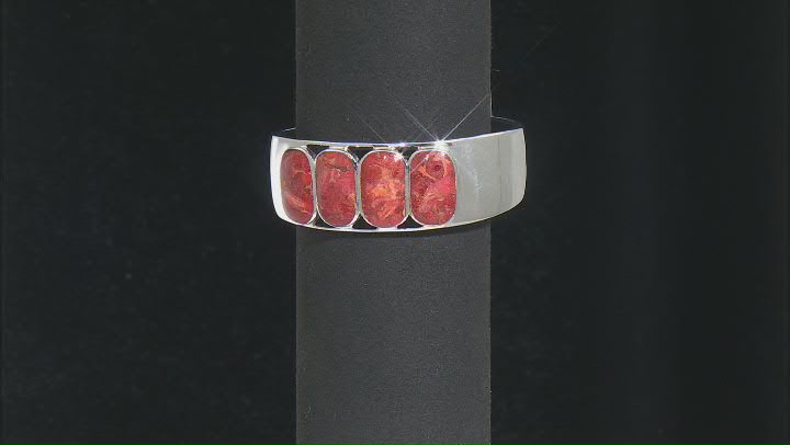 Red Coral Rhodium Over Sterling Silver Bracelet Video Thumbnail