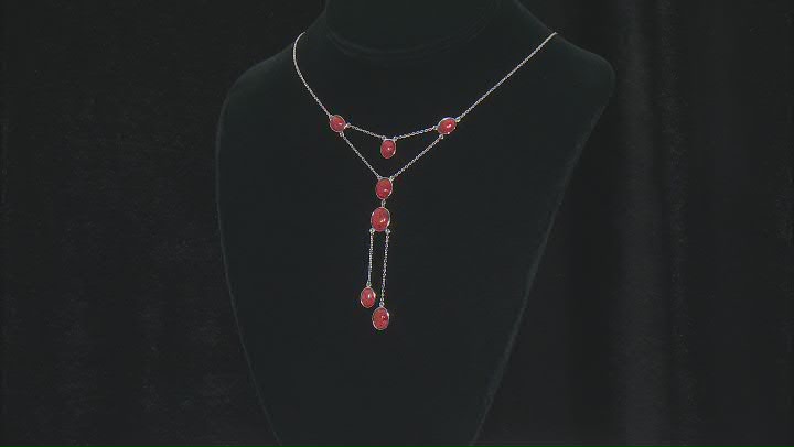 Sponge Red Coral Rhodium Over Sterling Silver Necklace Video Thumbnail