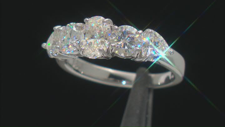 White Strontium Titanate Rhodium Over Sterling Silver Ring 3.60ctw Video Thumbnail