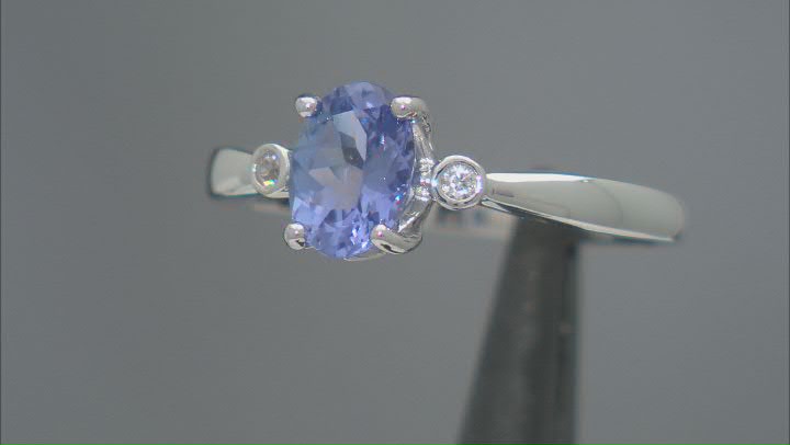 Blue Tanzanite Rhodium Over Sterling Silver Ring 0.92ctw Video Thumbnail