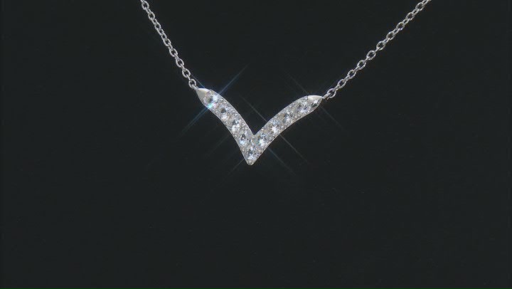 White Lab Created Sapphire Rhodium Over Sterling Silver Necklace 1.07ctw Video Thumbnail