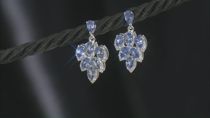 Blue Tanzanite Rhodium Over Sterling Silver Dangle Earrings 2.75ctw Video Thumbnail