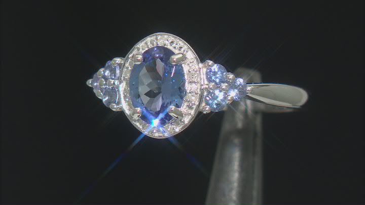 Blue Tanzanite Rhodium Over Sterling Silver Ring 1.07ctw Video Thumbnail