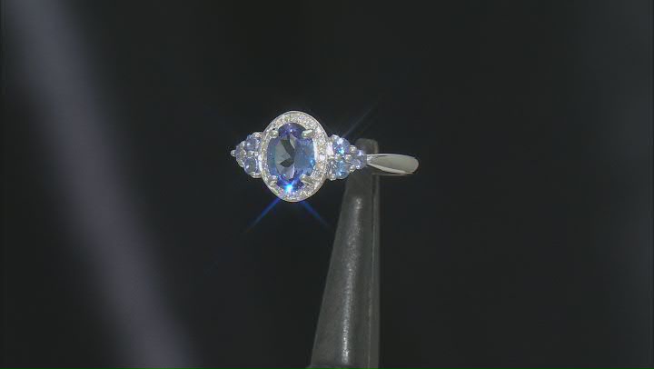 Blue Tanzanite Rhodium Over Sterling Silver Ring 1.07ctw Video Thumbnail