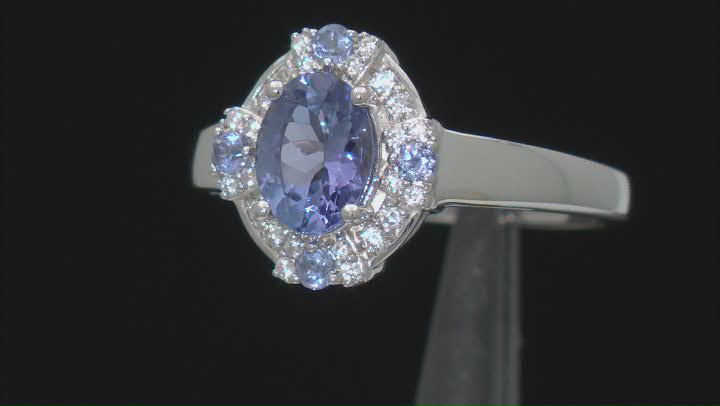 Blue Tanzanite Rhodium Over Sterling Silver Ring 1.42ctw Video Thumbnail