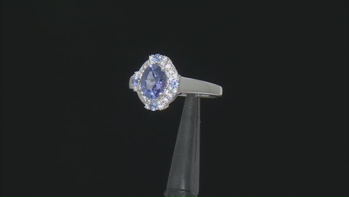 Blue Tanzanite Rhodium Over Sterling Silver Ring 1.42ctw Video Thumbnail
