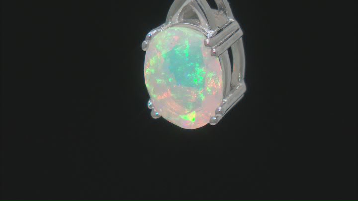 Multicolor Ethiopian Opal Rhodium Over Sterling Silver Pendant 0.93ct Video Thumbnail