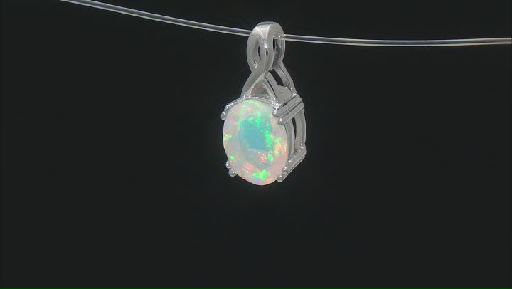 Multicolor Ethiopian Opal Rhodium Over Sterling Silver Pendant 0.93ct Video Thumbnail