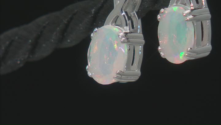 Multicolor Ethiopian Opal Rhodium Over Sterling Silver Earrings 1.11ctw Video Thumbnail