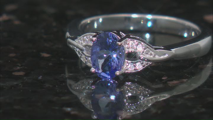 Blue Tanzanite Rhodium Over Sterling Silver Ring 0.70ctw Video Thumbnail