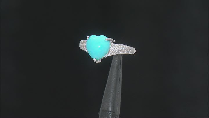 Blue Sleeping Beauty Turquoise Rhodium Over Silver Ring .31ctw Video Thumbnail