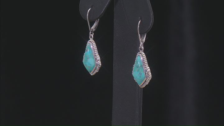 Blue Turquoise Sterling Silver Dangle Earrings Video Thumbnail