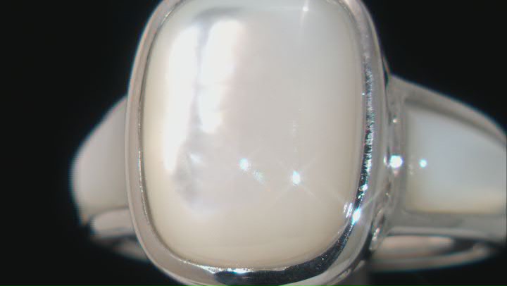 White Mother-of-Pearl Rhodium Over Sterling Silver Ring Video Thumbnail