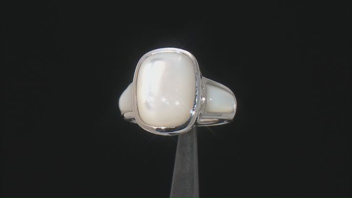 White Mother-of-Pearl Rhodium Over Sterling Silver Ring Video Thumbnail