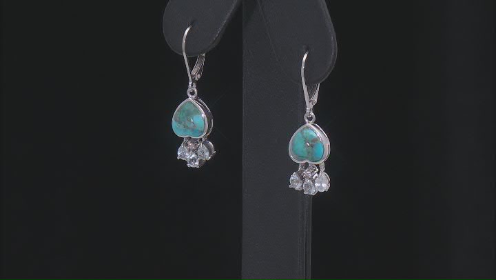 Blue Composite Turquoise Rhodium Over Silver Dangle Earrings 1.16ctw Video Thumbnail