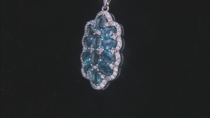 London Blue Topaz Rhodium Over Sterling Silver Pendant With Chain 6.86ctw Video Thumbnail