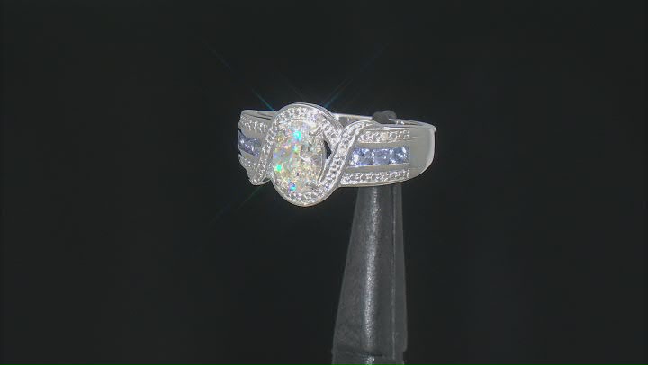 Strontium Titanate Rhodium Over Sterling Silver Ring 1.20ctw Video Thumbnail