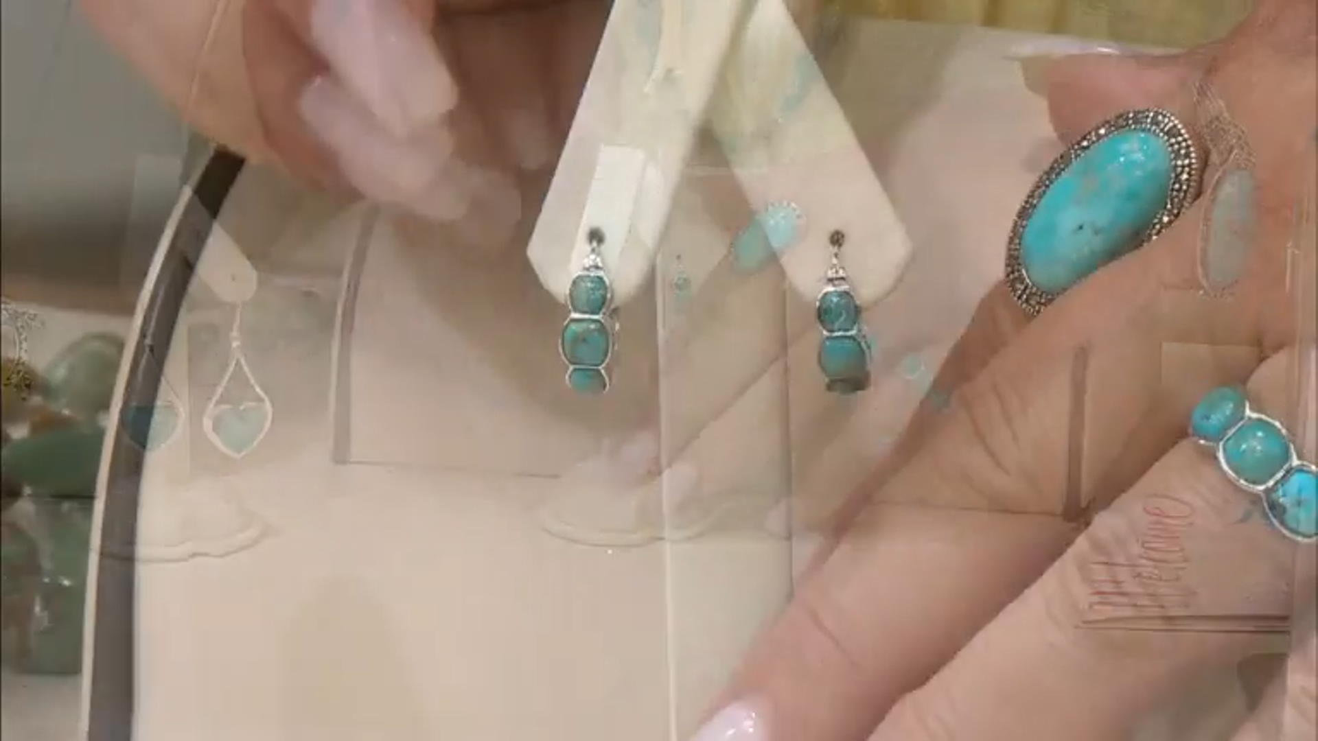 Blue Kingman Turquoise Rhodium Over Sterling Silver Hoop Earrings Video Thumbnail