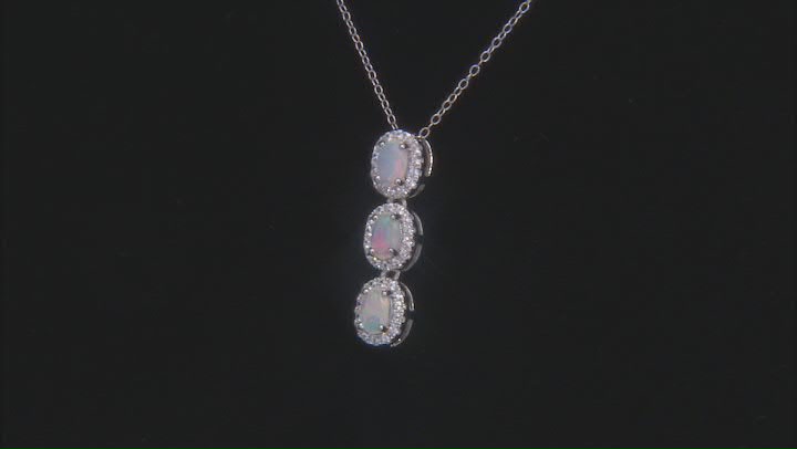 Ethiopian Opal Rhodium Over Sterling Silver Pendant With Chain 1.22ctw Video Thumbnail