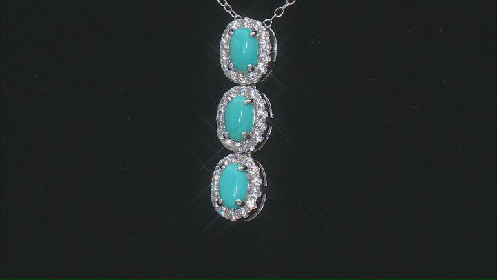 Sleeping Beauty Turquoise Rhodium Over Sterling Silver Pendant With Chain 0.32ctw Video Thumbnail