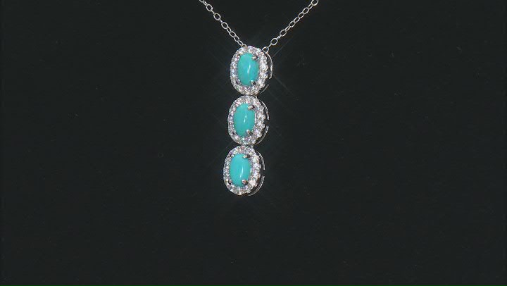 Sleeping Beauty Turquoise Rhodium Over Sterling Silver Pendant With Chain 0.32ctw Video Thumbnail