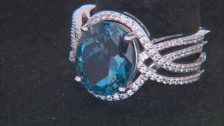 London Blue Topaz Rhodium Over Sterling Silver Ring 5.67ctw Video Thumbnail