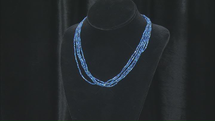 Blue Kyanite Rhodium Over Sterling Silver Beaded Necklace Video Thumbnail