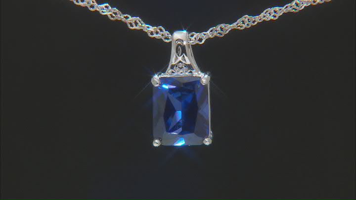 Blue Lab Created Sapphire Rhodium Over Sterling Silver Jewelry Set 8.48ctw Video Thumbnail