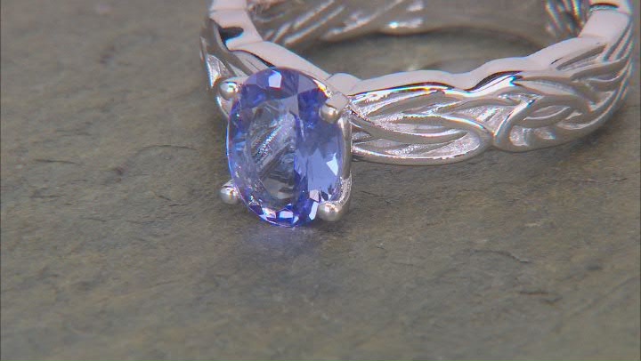 Blue Tanzanite Rhodium Over Sterling Silver Solitaire Ring 1.10ct Video Thumbnail