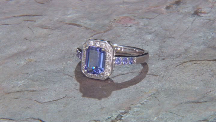 Blue Tanzanite Rhodium Over Sterling Silver Ring 1.74ctw Video Thumbnail