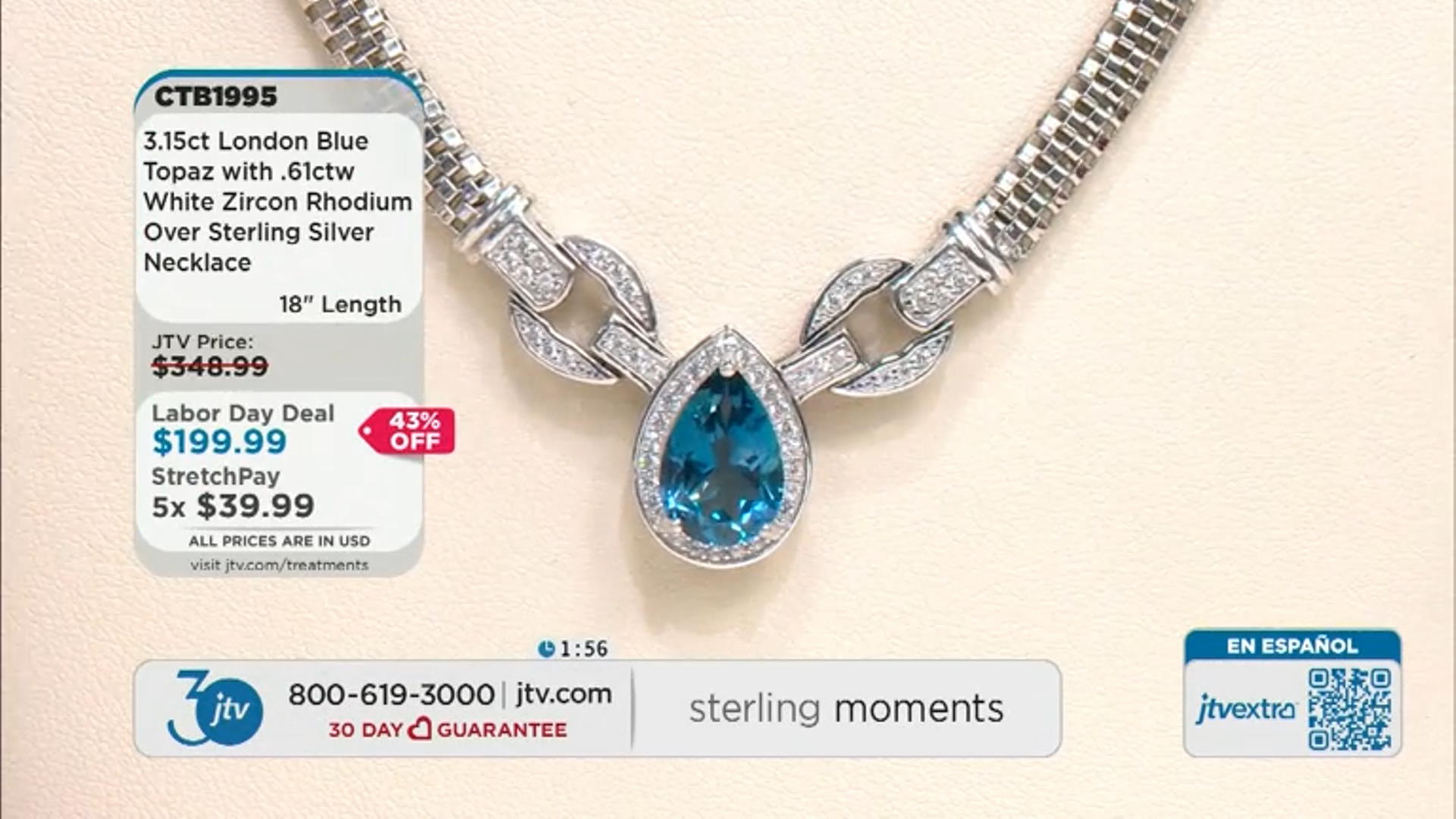 London Blue Topaz Rhodium Over Sterling Silver Necklace 3.76ctw Video Thumbnail