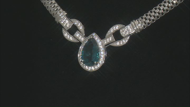 London Blue Topaz Rhodium Over Sterling Silver Necklace 3.76ctw Video Thumbnail