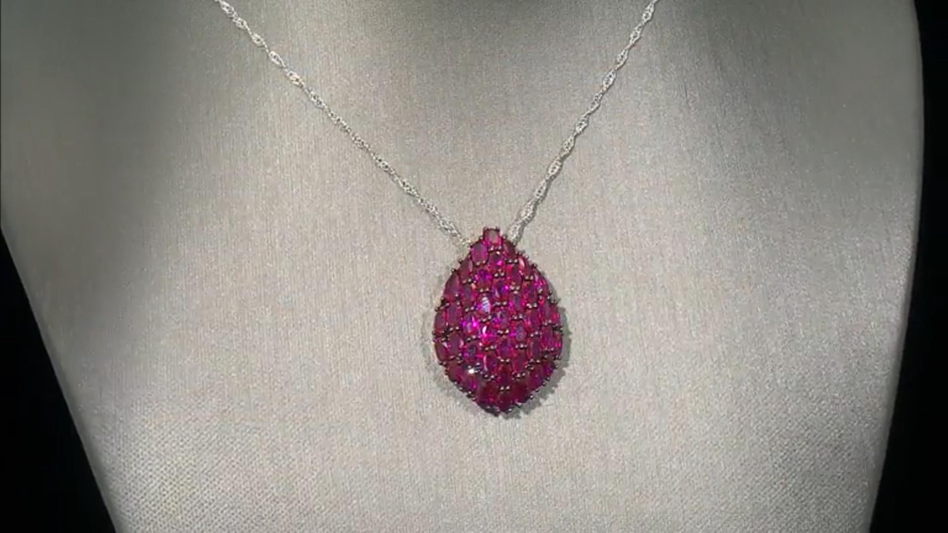 Red Lab Created Ruby Rhodium Over Silver Pendant With Chain 9.46ctw Video Thumbnail