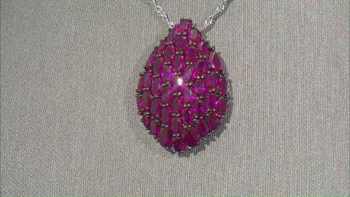 Red Lab Created Ruby Rhodium Over Silver Pendant With Chain 9.46ctw Video Thumbnail