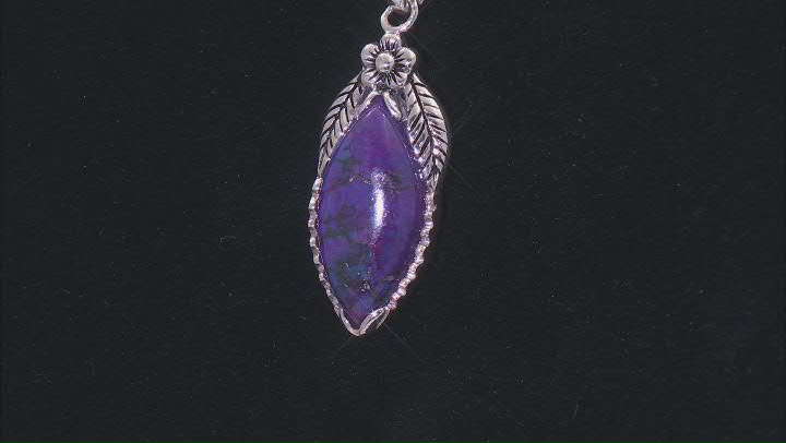 Purple Turquoise Sterling Silver Solitaire Pendant With Chain Video Thumbnail