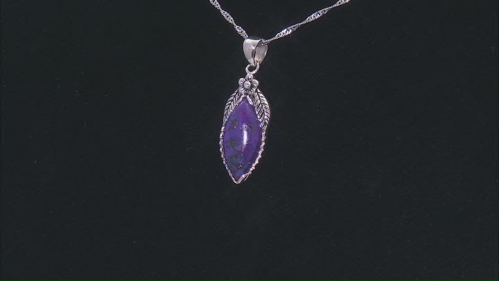 Purple Turquoise Sterling Silver Solitaire Pendant With Chain Video Thumbnail