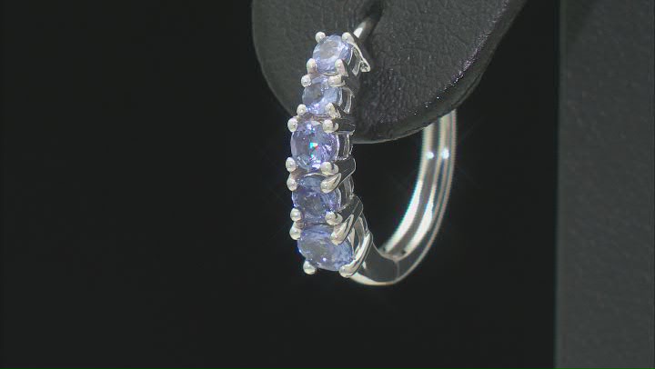 Blue Tanzanite Rhodium Over Sterling Silver Hoop Earrings 0.93ctw Video Thumbnail