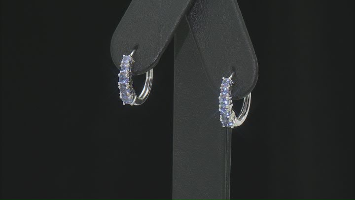 Blue Tanzanite Rhodium Over Sterling Silver Hoop Earrings 0.93ctw Video Thumbnail