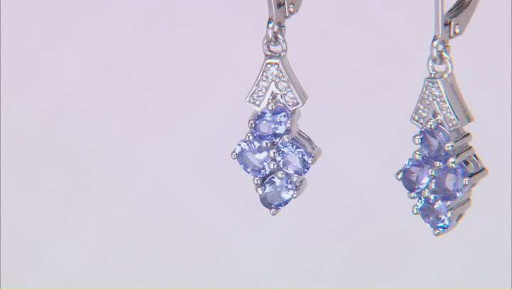 Blue Tanzanite Rhodium Over Sterling Silver Dangle Earrings 1.16ctw Video Thumbnail