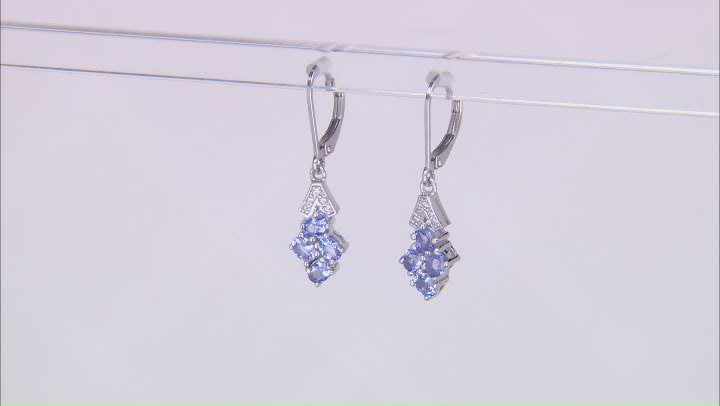 Blue Tanzanite Rhodium Over Sterling Silver Dangle Earrings 1.16ctw Video Thumbnail