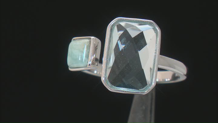 Sky Blue Topaz Rhodium Over Silver 2-Stone Ring 3.82ct Video Thumbnail