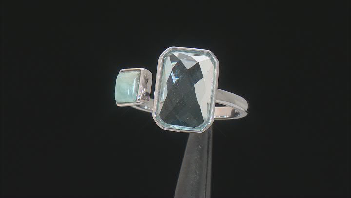 Sky Blue Topaz Rhodium Over Silver 2-Stone Ring 3.82ct Video Thumbnail