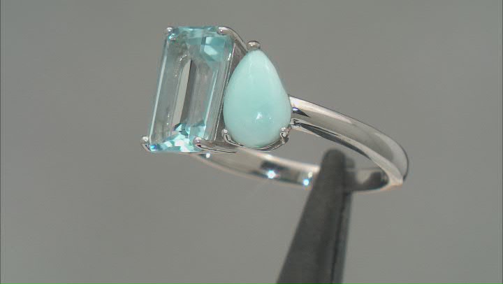 Sky Blue Topaz Rhodium Over Silver 2-Stone Ring 2.50ct Video Thumbnail