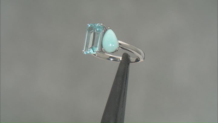 Sky Blue Topaz Rhodium Over Silver 2-Stone Ring 2.50ct Video Thumbnail