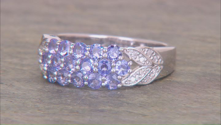 Blue Tanzanite Rhodium Over Sterling Silver Ring 1.01ctw Video Thumbnail