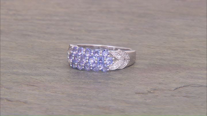 Blue Tanzanite Rhodium Over Sterling Silver Ring 1.01ctw Video Thumbnail