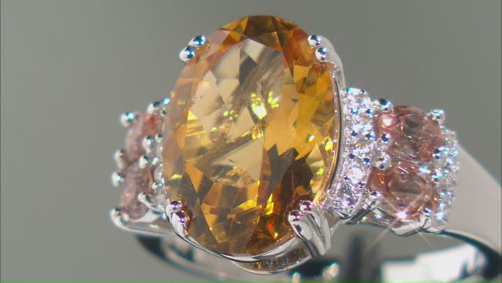 Yellow Citrine Rhodium Over Silver Ring 5.23ctw Video Thumbnail