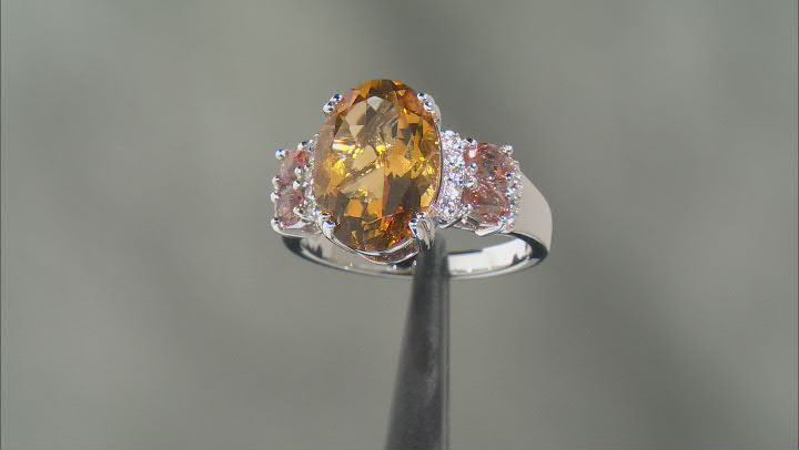 Yellow Citrine Rhodium Over Silver Ring 5.23ctw Video Thumbnail