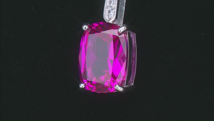 Pink Lab Created Sapphire Rhodium Over Sterling Silver Pendant With Chain 11.69ctw Video Thumbnail