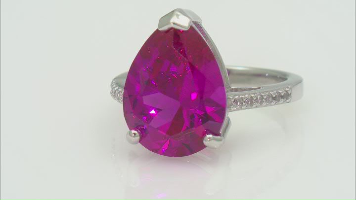 Pink Lab Created Sapphire Rhodium Over Sterling Silver Ring 10.05ctw Video Thumbnail